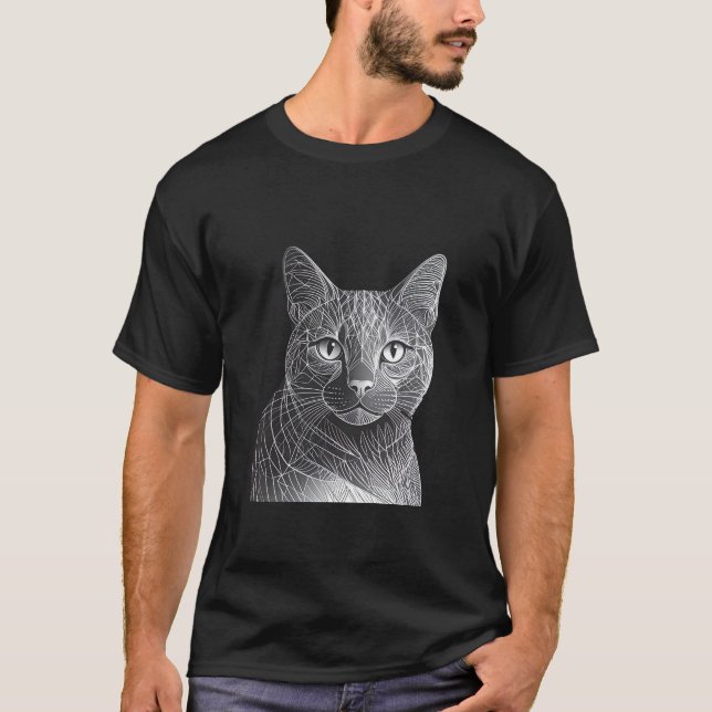 Camiseta Web Cat. Silver: Um Retrato Felino Geométrico (Frente)