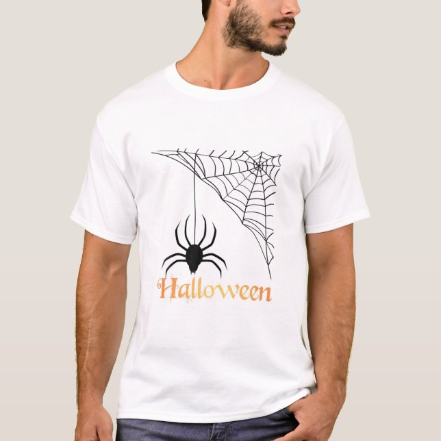 Camiseta Web de Aranha Feliz Halloween (Frente)