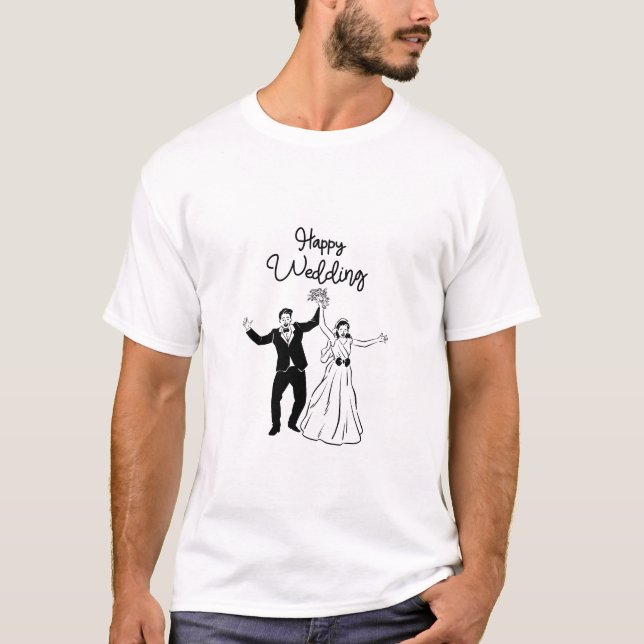 Camiseta Wedding Invitation Black Gold Luxury Style (Frente)