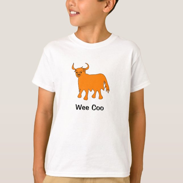 Camiseta "Wee Coo" Highland Cow t shirt design (Frente)
