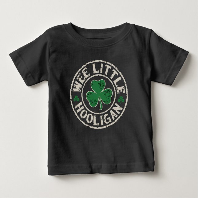 Camiseta Wee Little Hooligan Shamrock Dia de São Patrício (Frente)