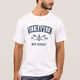 Camiseta Weehawken NJ Vintage Marinho cruzado Oars & Anchor