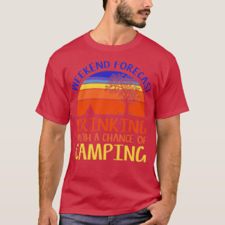 Camiseta Weekend Forecast Camping Drinking Funny Retro Natu