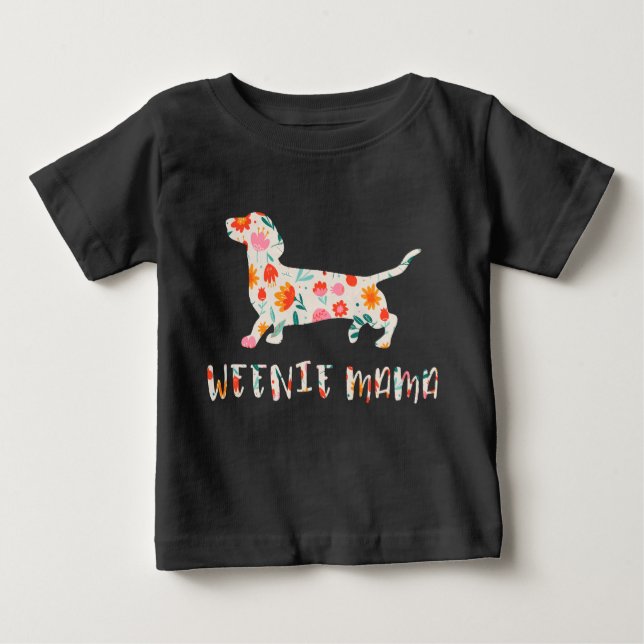 Camiseta Weenie Mama Dachshund floral (Frente)