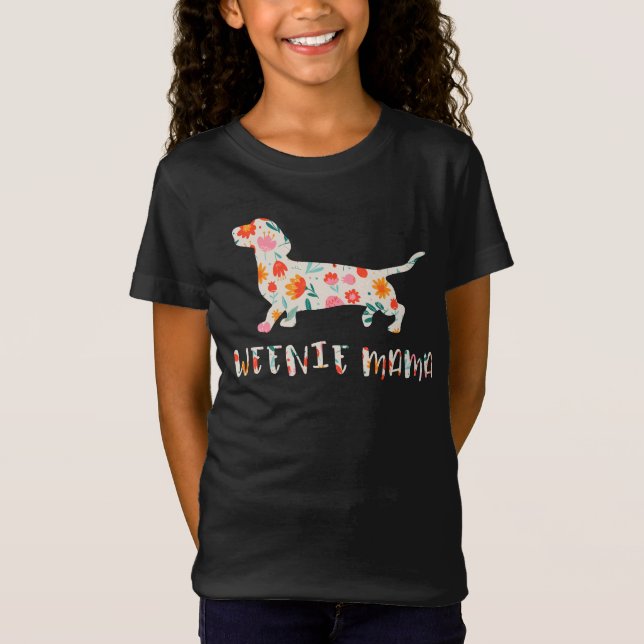 Camiseta Weenie Mama Dachshund floral (Frente)