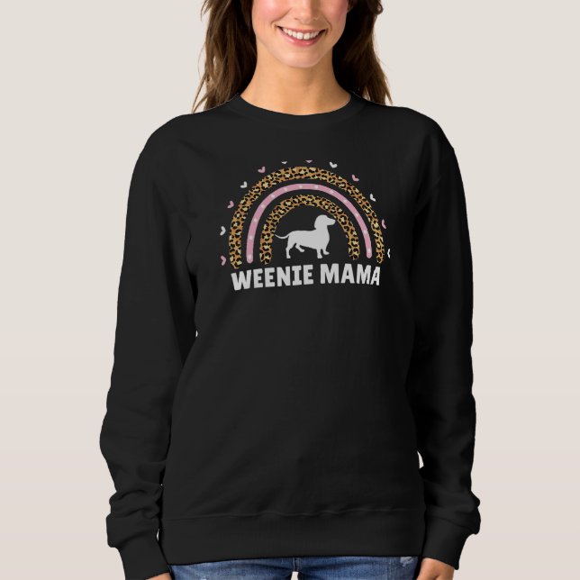 Camiseta Weenie Mama Leopard Rainbow Dachshund Weiner (Frente)