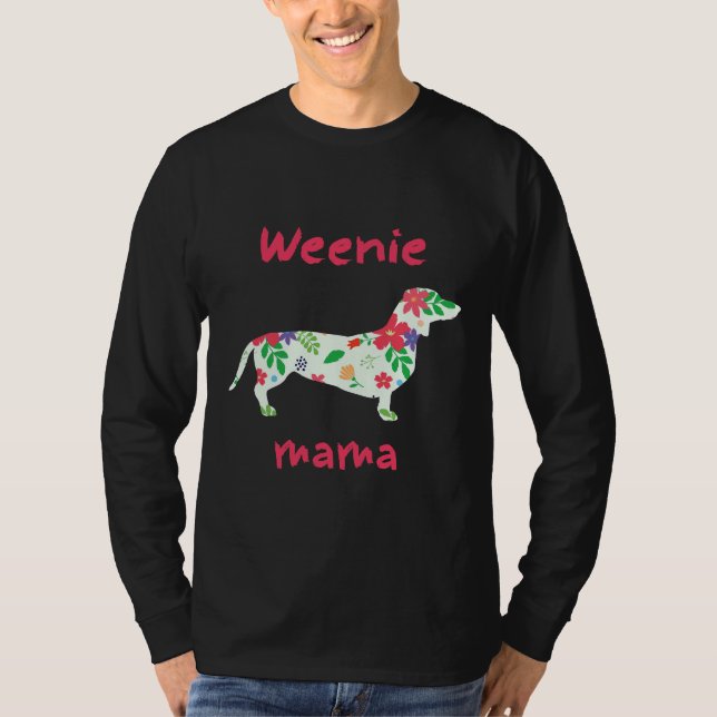 Camiseta Weenie Mama Wire Long Haired Dachshund (Frente)