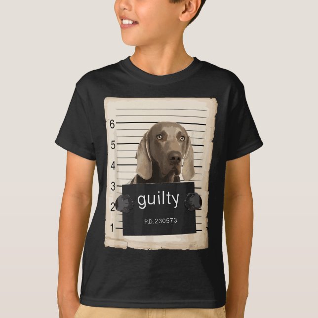 Camiseta Weimaraner Caneca de cão baleada com cão mau (Frente)