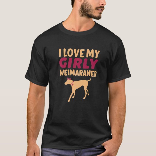Camiseta Weimaraner Canine Girl Dog Girly Gender Reveal Cu (Frente)