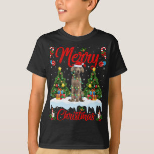 Camiseta Weimaraner Dog Luzes Xmas Papais noeis de árvore W