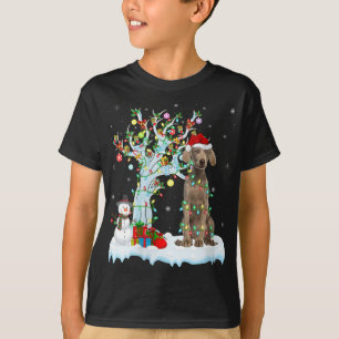Camiseta Weimaraner Dog Xmas Tree Lighting Papais noeis Wei