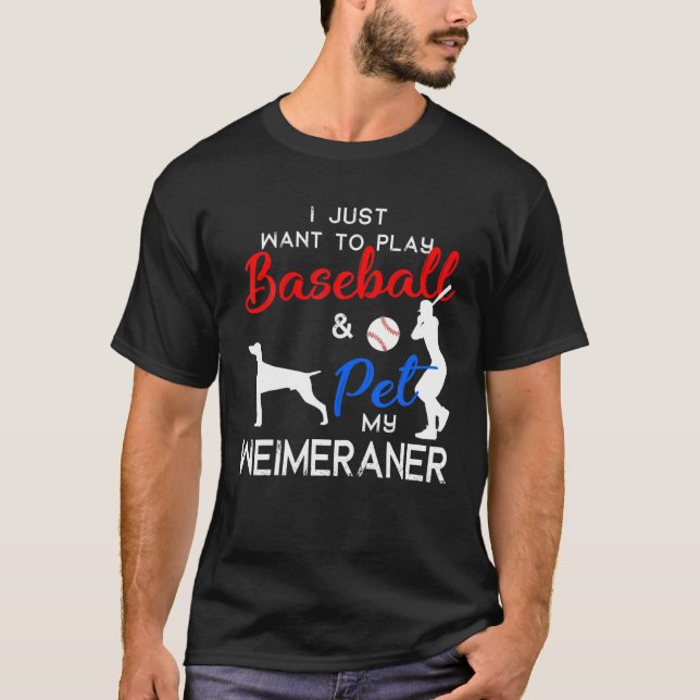 Camiseta Weimaraner Funny Baseball Dono de Cachorros Lover  (Frente)