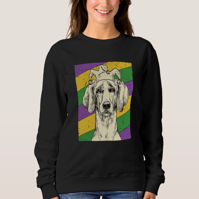Camiseta Weimaraner Jester Mardi Gras Dog Mom or Dad (Frente)