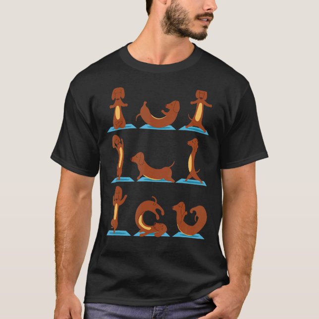 Camiseta Weiner Dogs Yoga Asana Possui Mestrados de Meditaç (Frente)