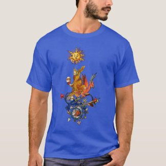 CAMISETA WEIRD MEDIEVAL BESTIARY,ALCHEMIST,RED DRAGON ,SUN 