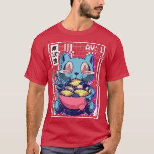 Camiseta Weirdcore Cat Ramen Glitch Vaporwave Aestético Pas