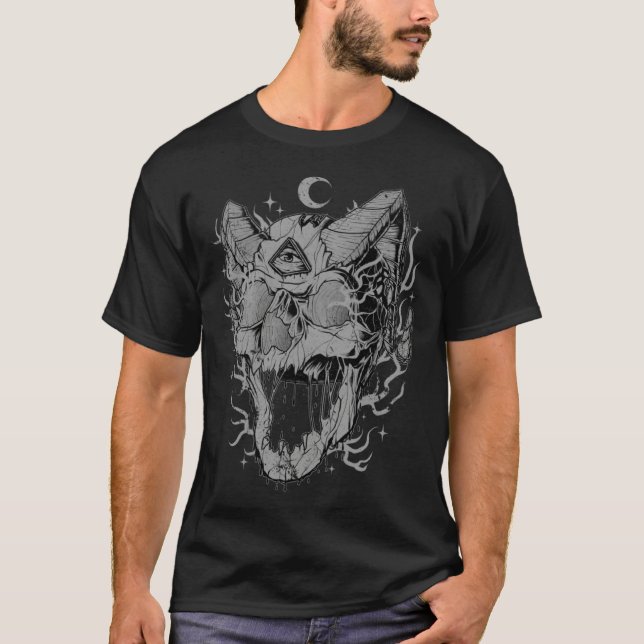 Camiseta Weirdcore Devil Skull Illuminati Eye Surreal 666 S (Frente)