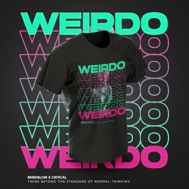 Camiseta WEIRDO design gráfico de tipografia repetida (Criador carregado)