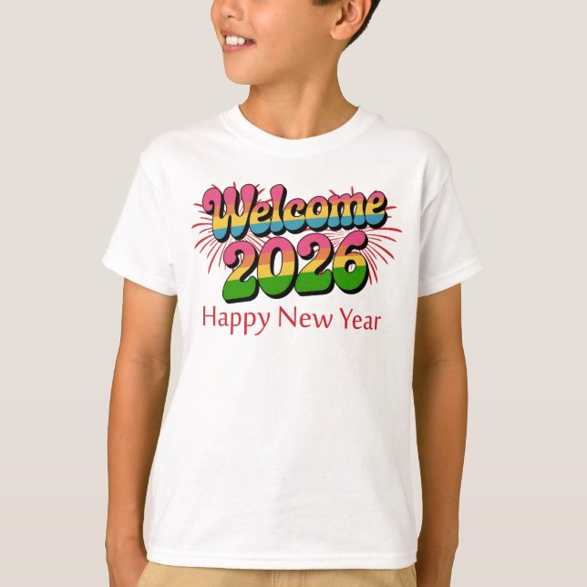 Camiseta Welcome 2026 Happy New Year (Frente)