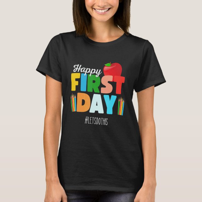 Camiseta Welcome Back To School Rainbow   Happy First Day S (Frente)