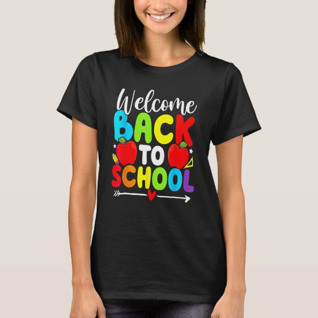 Camiseta Welcome Back To School TShirt Funny Teacher Love K (Frente)