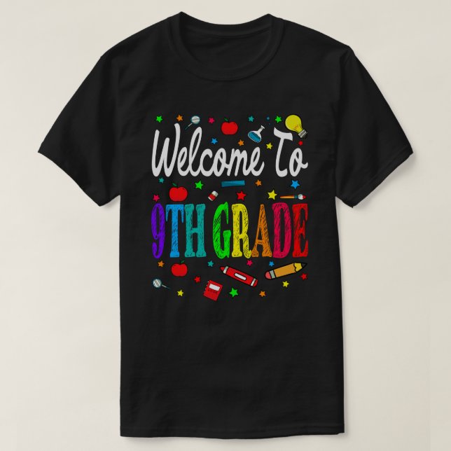 Camiseta Welcome To 9th Grade Back To School (Frente do Design)