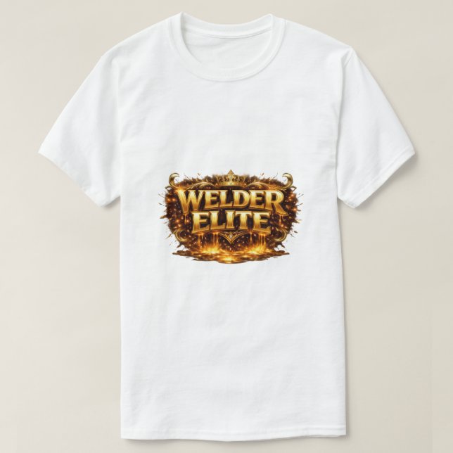 Camiseta Welder Elite Luxury Gold Crown Molten Design (Frente do Design)