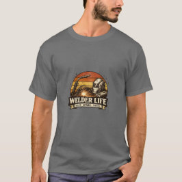 Camiseta Welder Life Heat Spark Steel Retro Sunset Tee