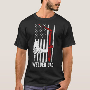 Camiseta Welder Pai Soldadura Torch Patriótico Americano Fl