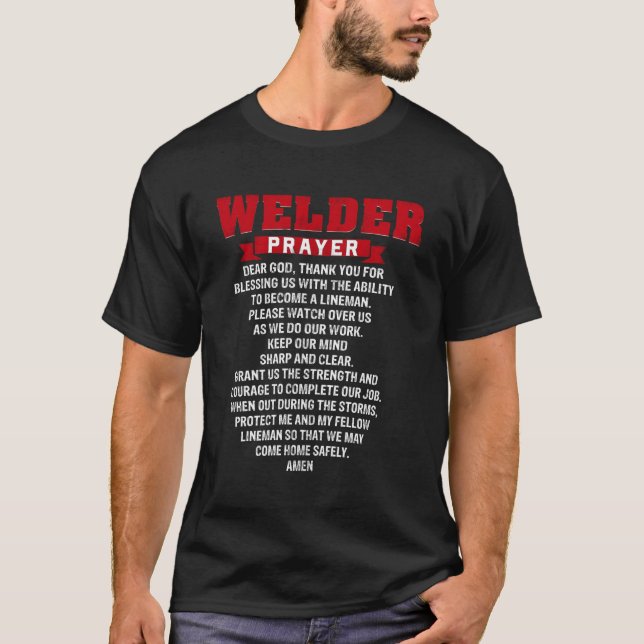Camiseta Welder Prayer Christian Welding Vovô Pai Husban (Frente)