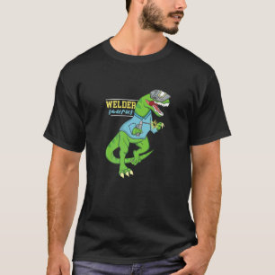 Camiseta Weldersaurus Soldando Dinossauro Trabalho de arte