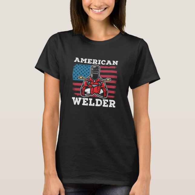 Camiseta Welding Usa Metal Worker  American Welder Flag (Frente)
