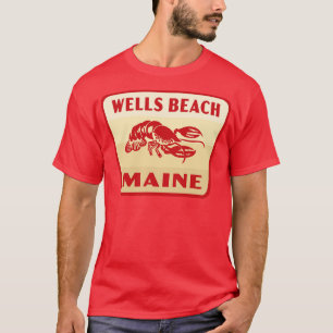 Camiseta Wells Beach Maine Retro Crachá Tan