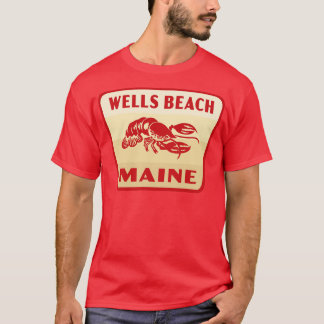 Camiseta Wells Beach Maine Retro Crachá Tan