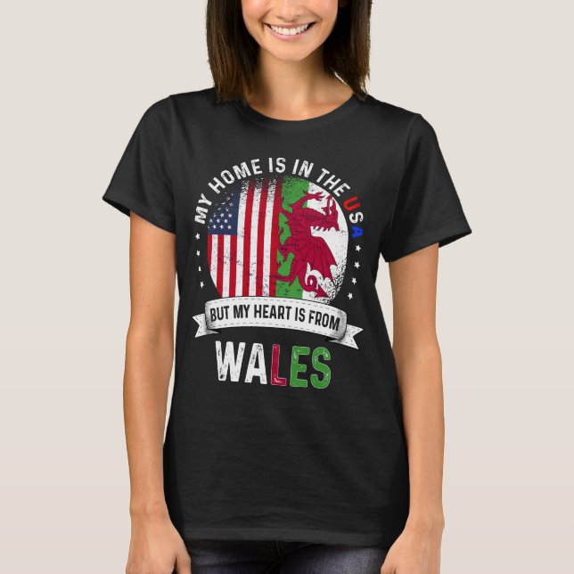 Camiseta Welsh American Flag Welsh Roots USA Citizen (Frente)