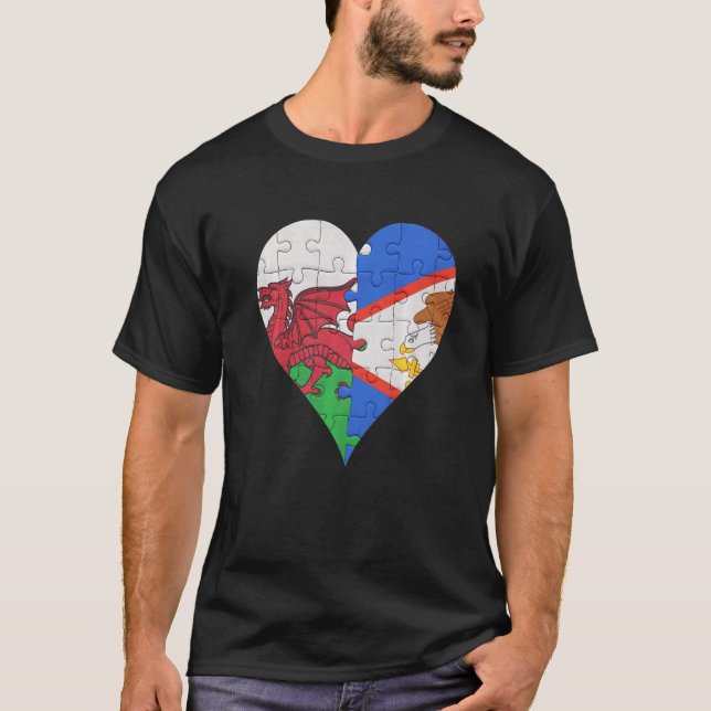 Camiseta Welsh American Samoan Flag Heart (Frente)