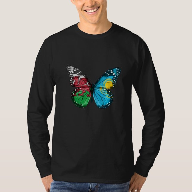 Camiseta Welsh Cazaquistão Flag Butterfly (Frente)