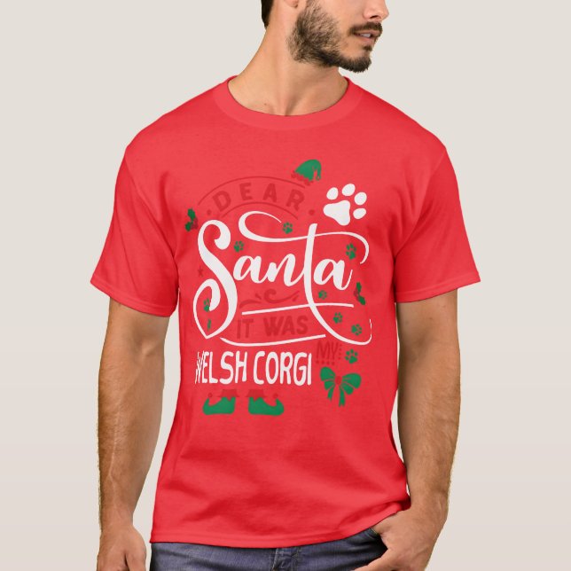 Camiseta Welsh Corgi Dog Christmas Dog cria presente engraç (Frente)