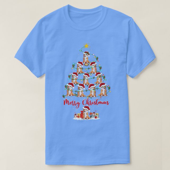 Camiseta Welsh Corgi Dog Christmas Tree Lights Funny Welsh  (Frente do Design)