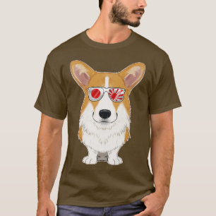 Camiseta Welsh Corgi Japão Óculos de sol I Bandeira Japones