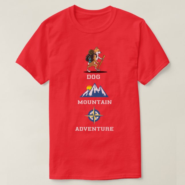 Camiseta Welsh Corgi Mountain Hiking Camping Adventur (Frente do Design)