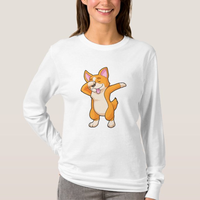 Camiseta Welsh Corgi no Hip Hop Dance Dab (Frente)