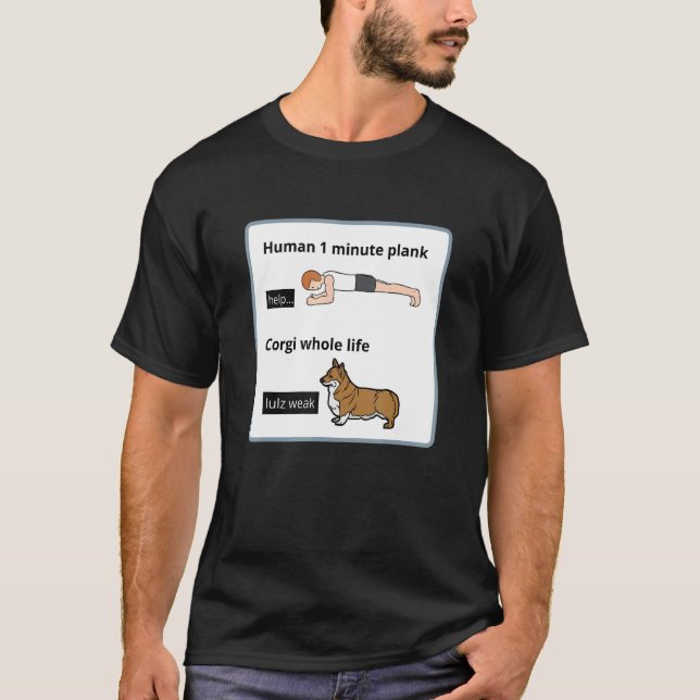 Camiseta Welsh Corgi Owner Silly Yoga Joke Plank Exercise (Frente)