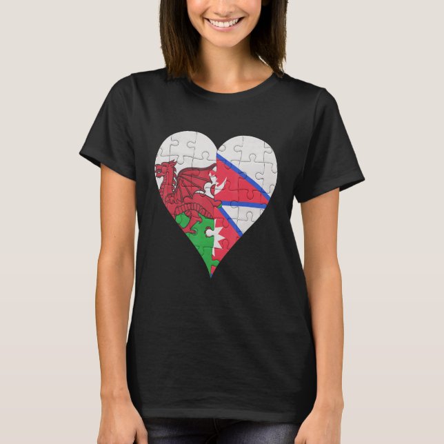Camiseta Welsh Nepalese Flag Heart (Frente)