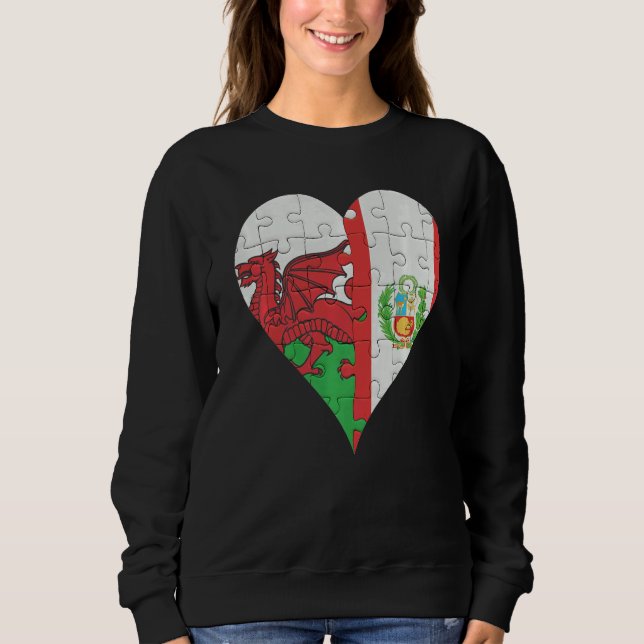 Camiseta Welsh Peruvian Flag Heart (Frente)