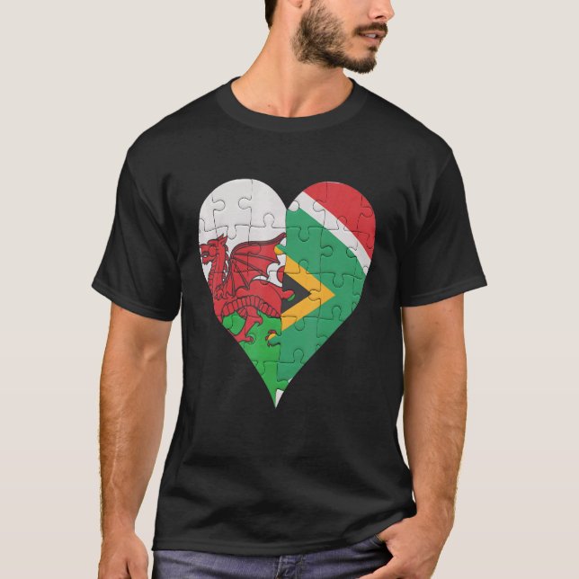 Camiseta Welsh South African Flag Heart (Frente)