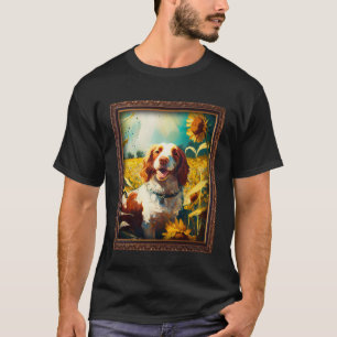 Camiseta Welsh Springer Spaniel Pintura Girassol Flor M