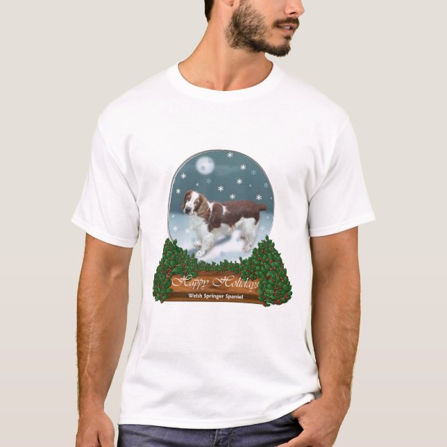 Camiseta Welsh Springer Spaniel presentes de Natal (Frente)