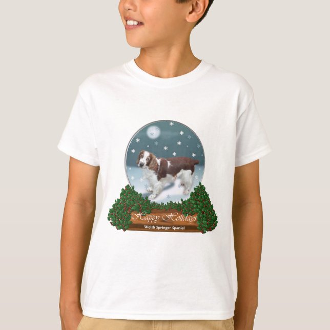 Camiseta Welsh Springer Spaniel presentes de Natal (Frente)