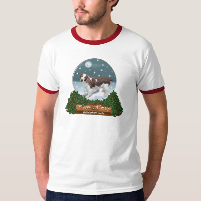 Camiseta Welsh Springer Spaniel presentes de Natal (Frente)